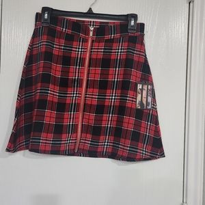 Plaid Mini Skirt - Red and Black